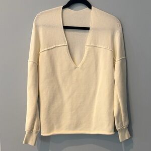 CAbi Easy Pullover Cream V-Neck Sweater